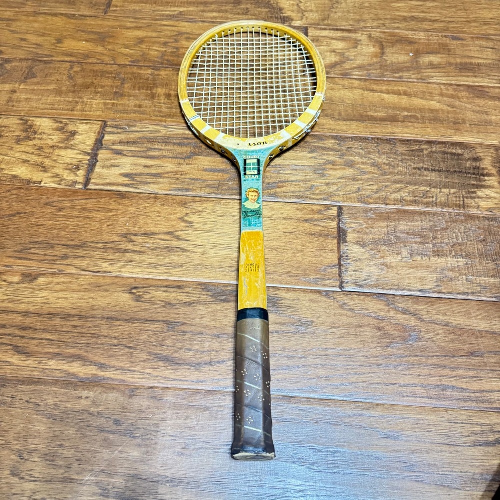 VTG 50s Wilson Court Star‎ Maureen Connolly Wooden Tennis Racquet Famous Player